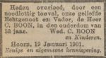 Maritje Corn. Reek 1846 Nieuws v d Dag-23-01-1901 (rouwadv 2e echtgenoot).jpg